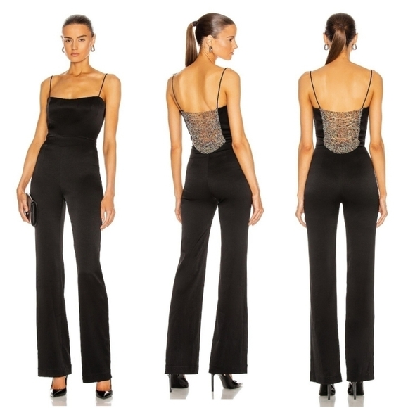 New Galvan London Spaghetti Strap Beaded Jumpsuit NWT Size 8 US - Picture 1 of 13
